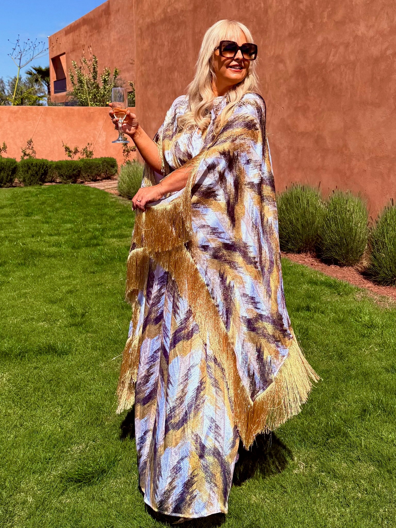 Chloe – Wild Brushstroke With Gold Fringe