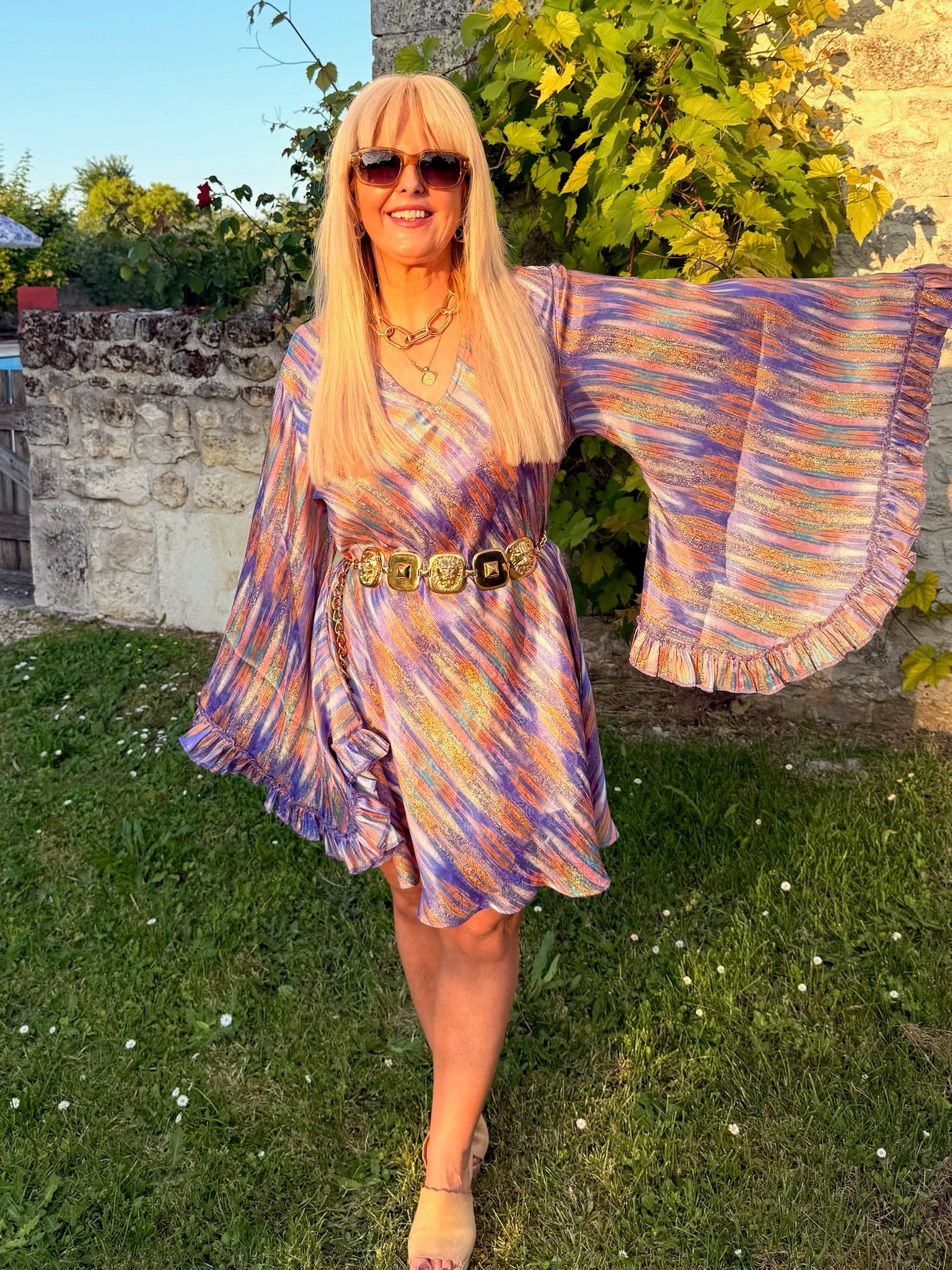 Short Stevie - Brushstroke Lilac with Gold
