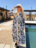 Vintage 1960s Black & White Kaftan With Gold Freckle