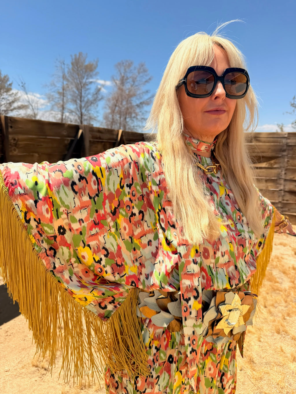 Salma Desert Bloom- Yellow Floral With Yellow fringes
