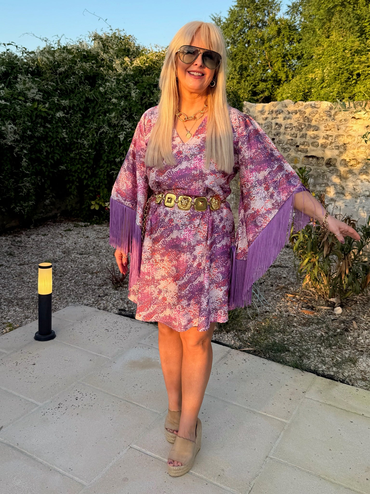 Short Stevie – Lilac Leopard Print With Fringe