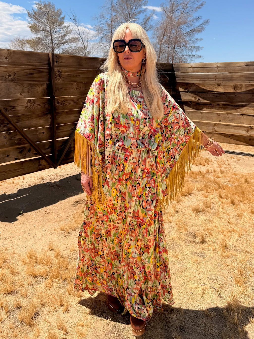 Salma Desert Bloom- Yellow Floral With Yellow fringes