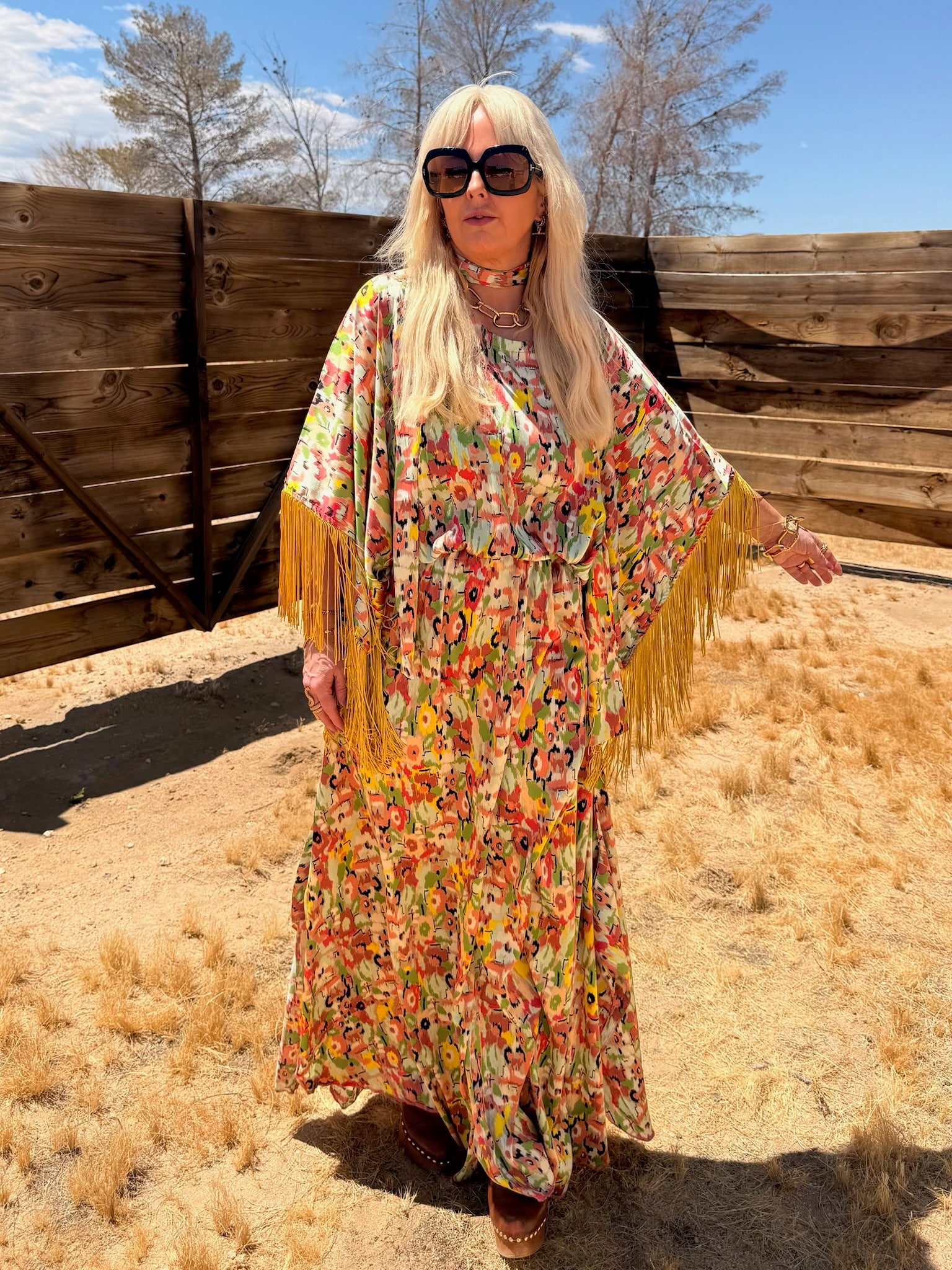 Salma Desert Bloom- Yellow Floral With Yellow fringes