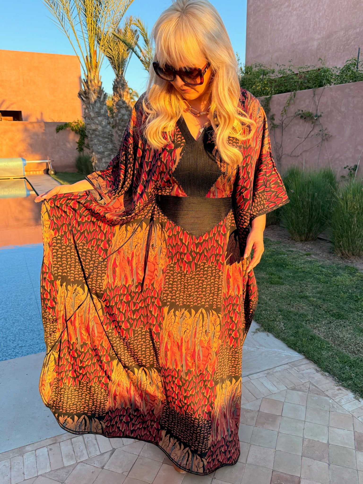 Kaftan - Feather Bohemian Silk