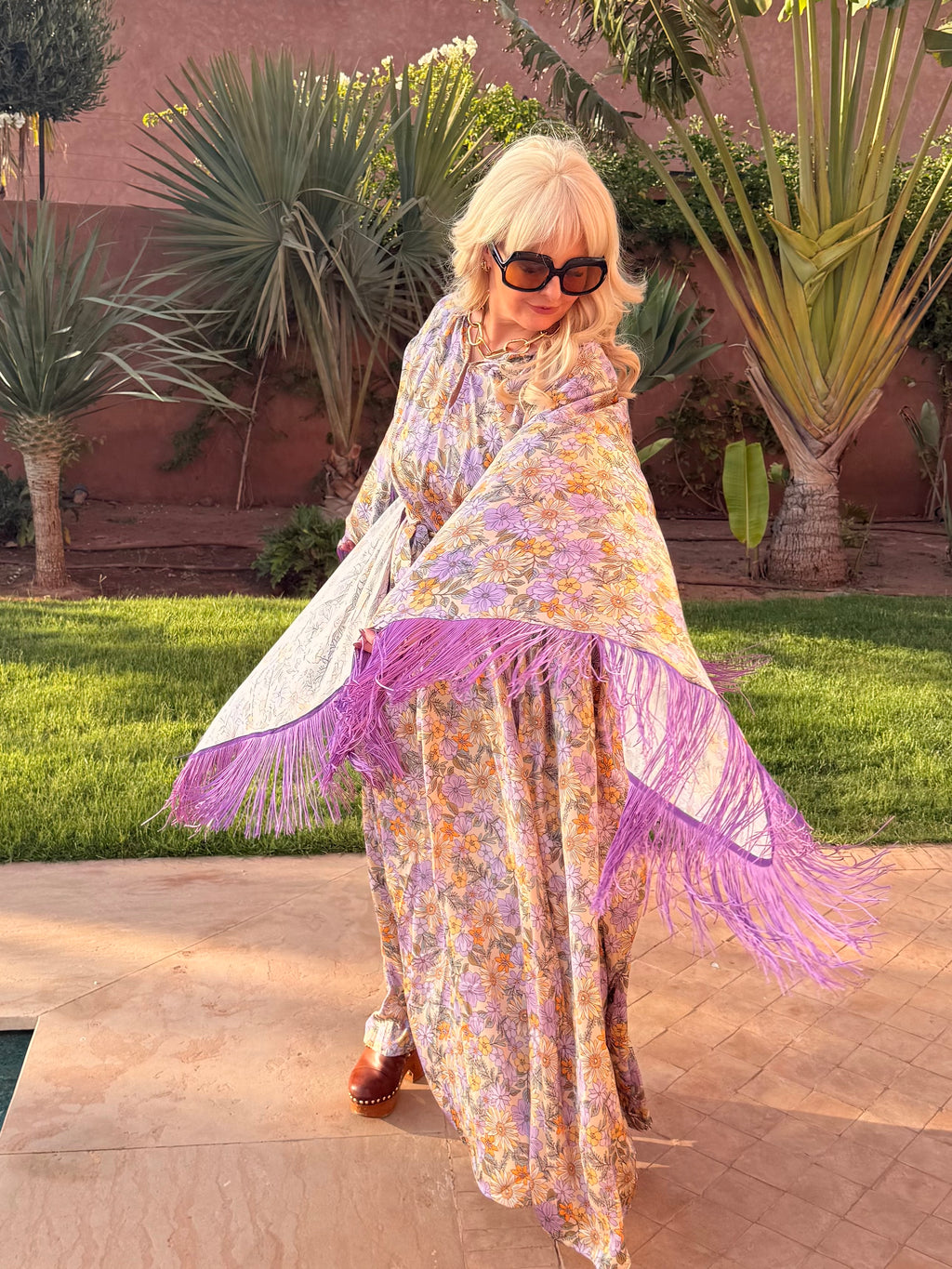 Chloe - Daisy & Chrysanthemum Bloom Soft Lilac Multi Print