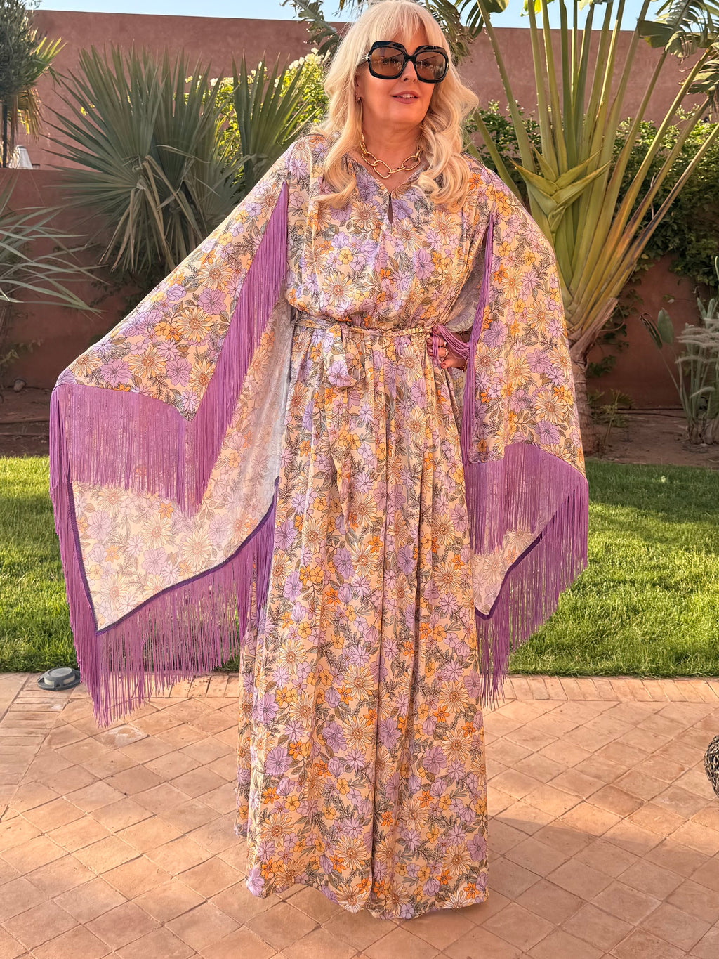 Chloe - Daisy & Chrysanthemum Bloom Soft Lilac Multi Print