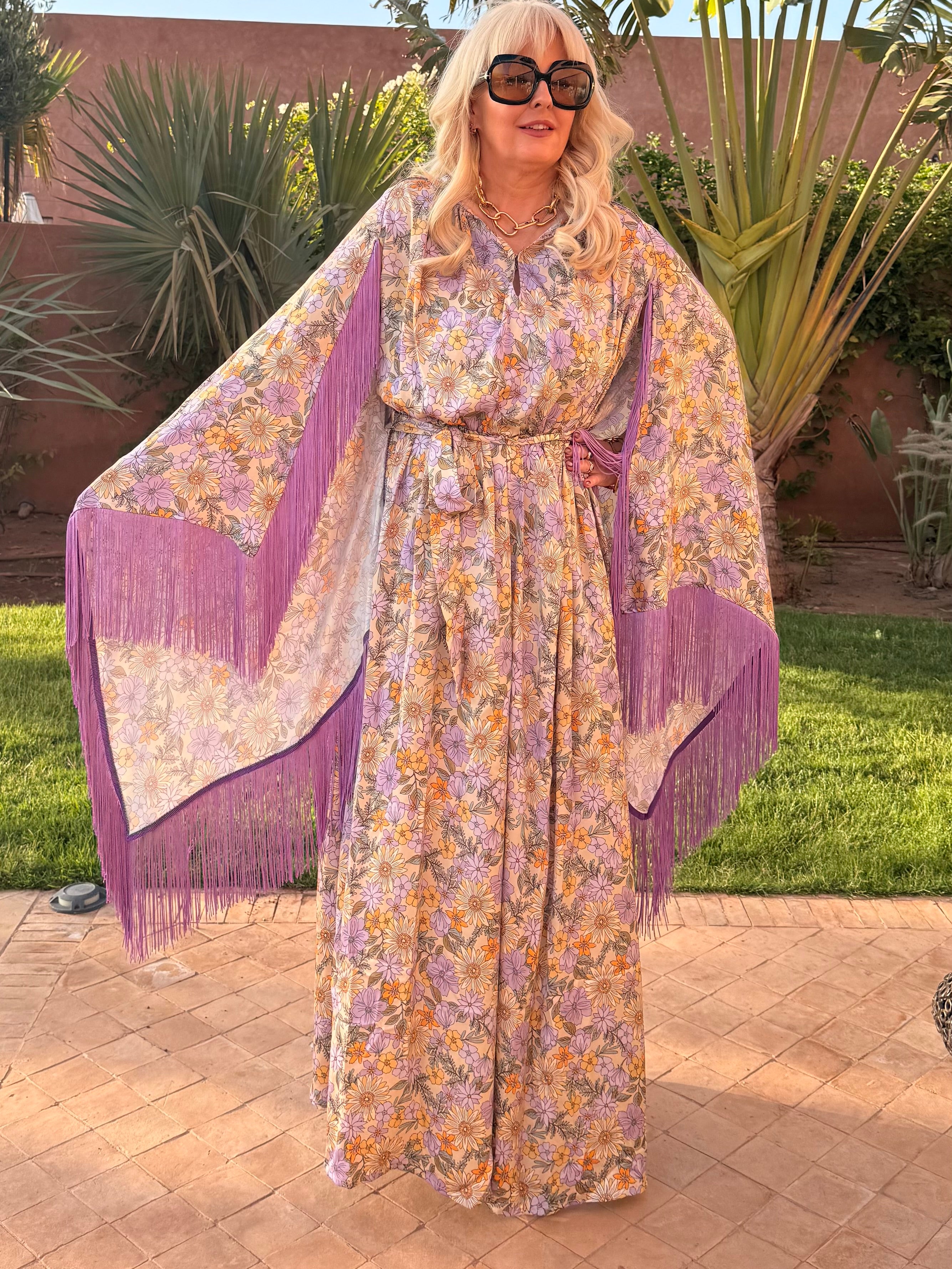 Chloe - Daisy & Chrysanthemum Bloom Soft Lilac Multi Print