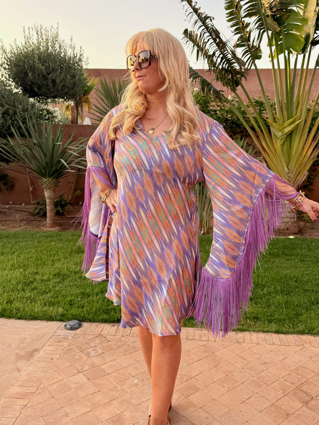 Short Stevie - Brushstroke Lilac with Purple Fringe