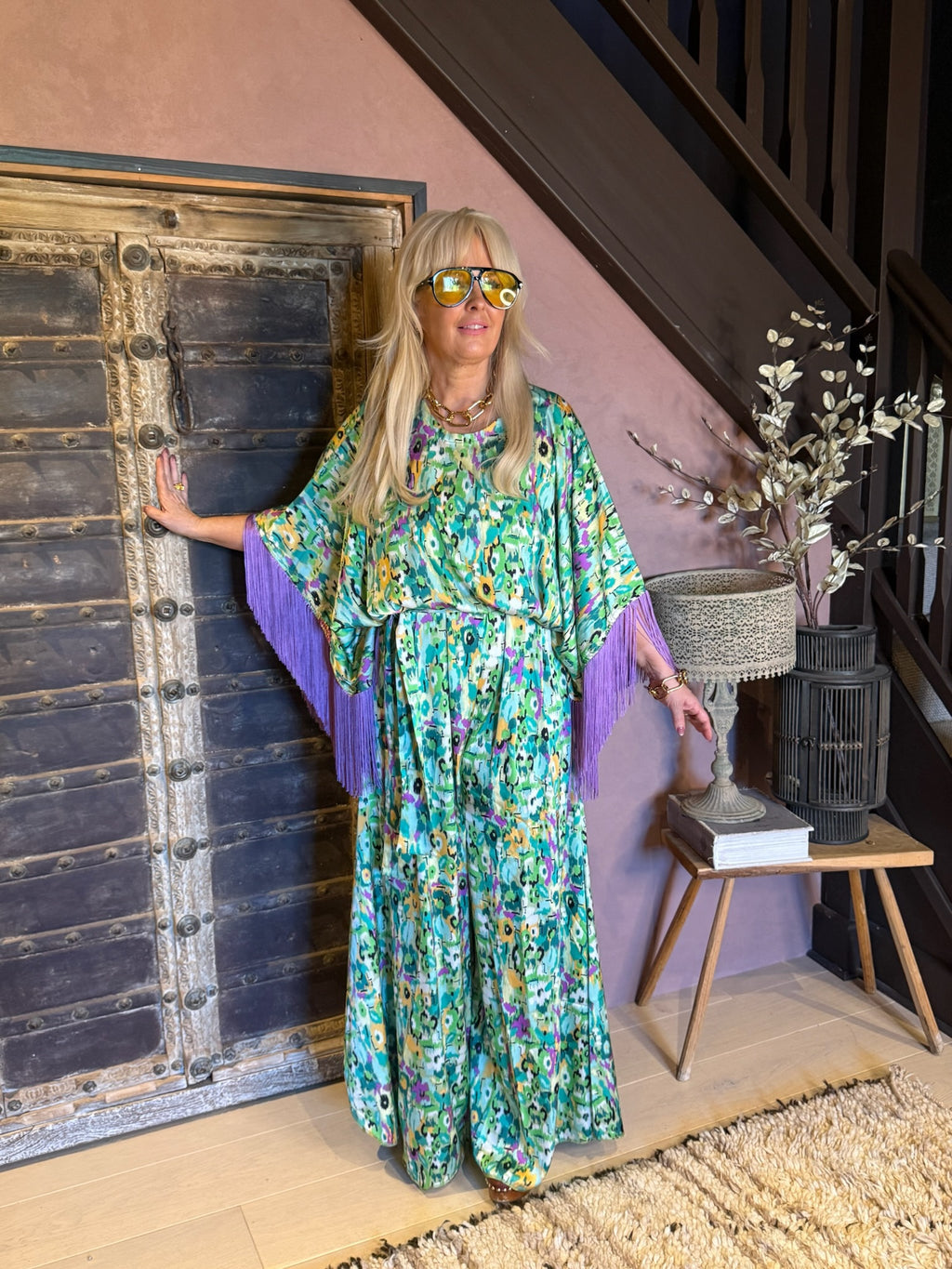 Salma Jumpsuit — Jade Lilac Aztec