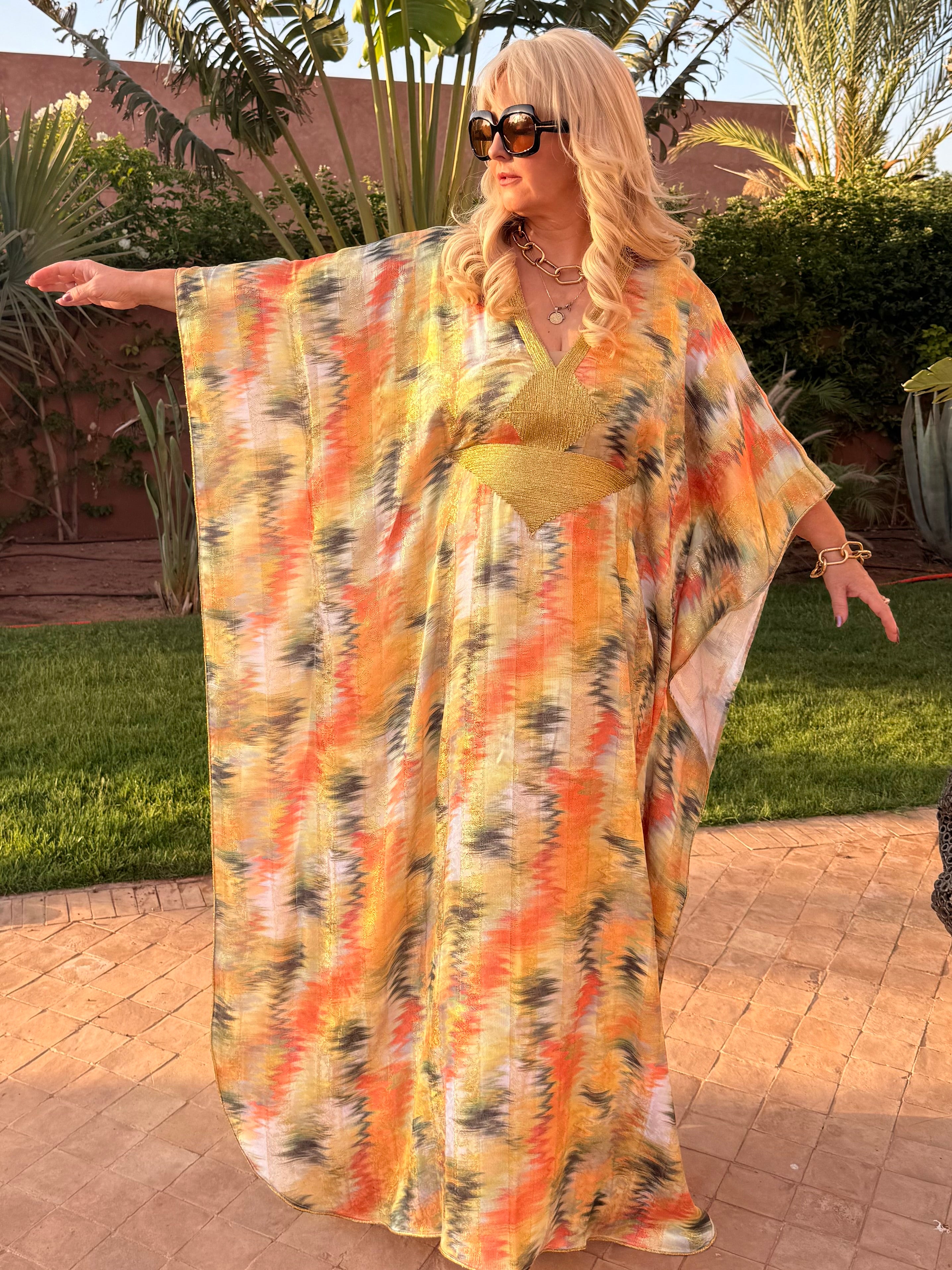 Kaftan - Sunset Gold Ikat Maxi K