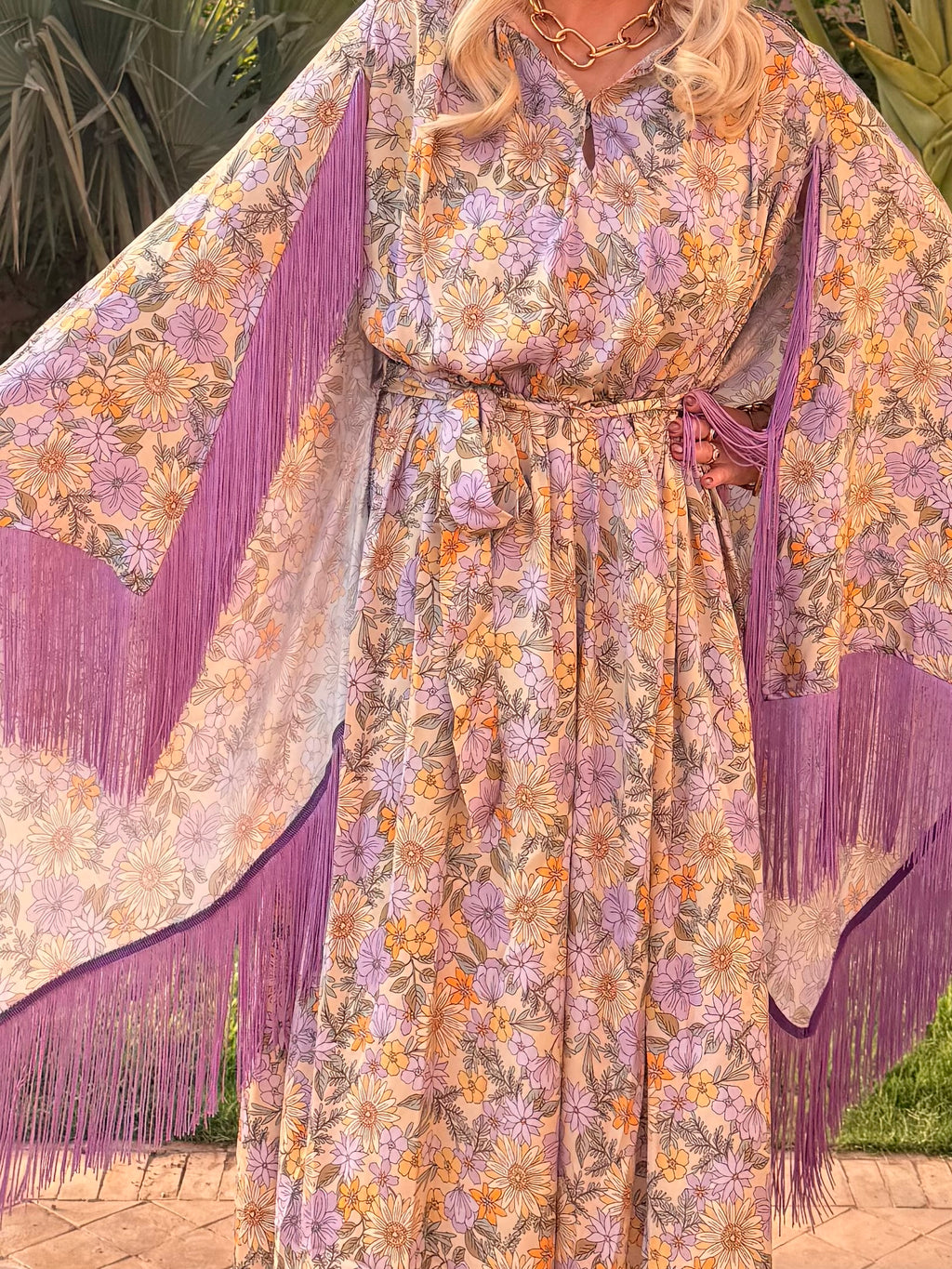 Chloe - Daisy & Chrysanthemum Bloom Soft Lilac Multi Print