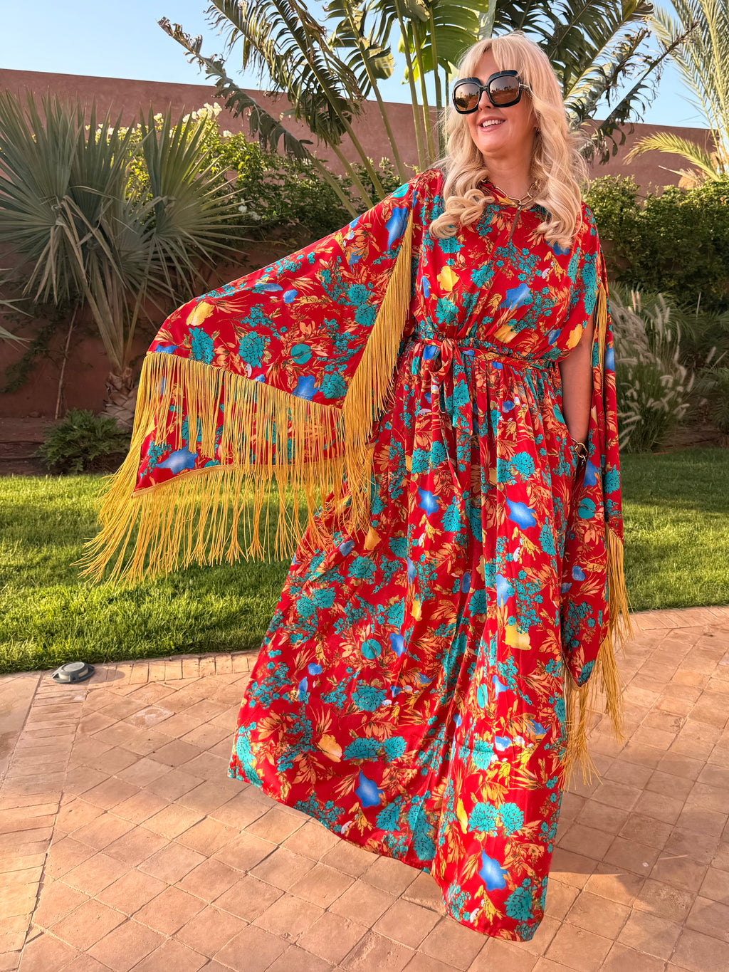 Chloe - Red & Teal Floral