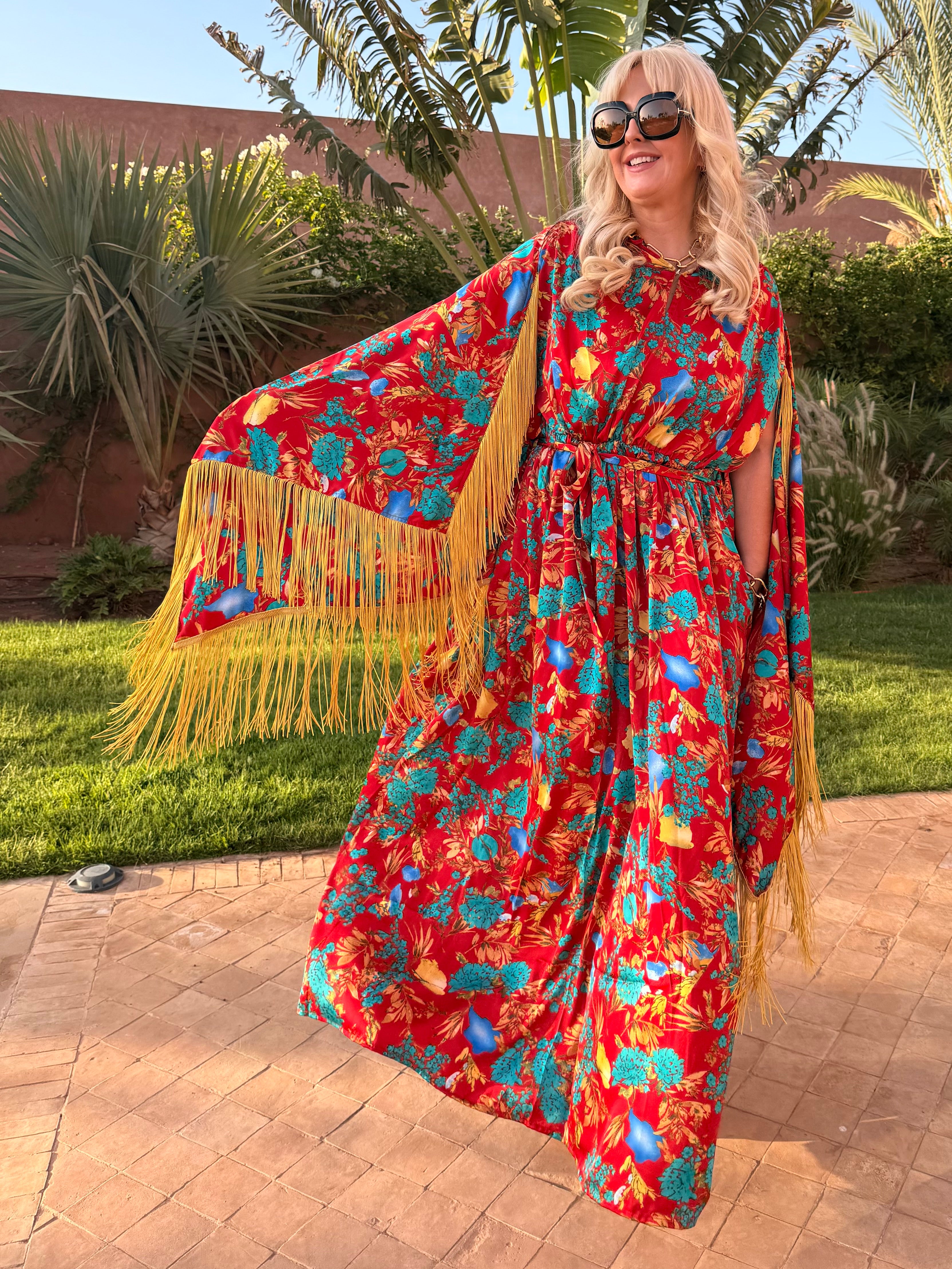 Chloe - Red & Teal Floral