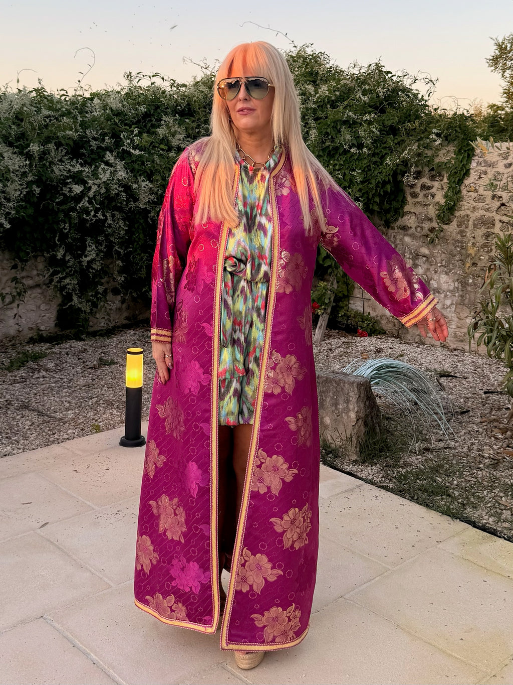 Vintage 1970s Purple And Gold Brocade Kimono Jacket
