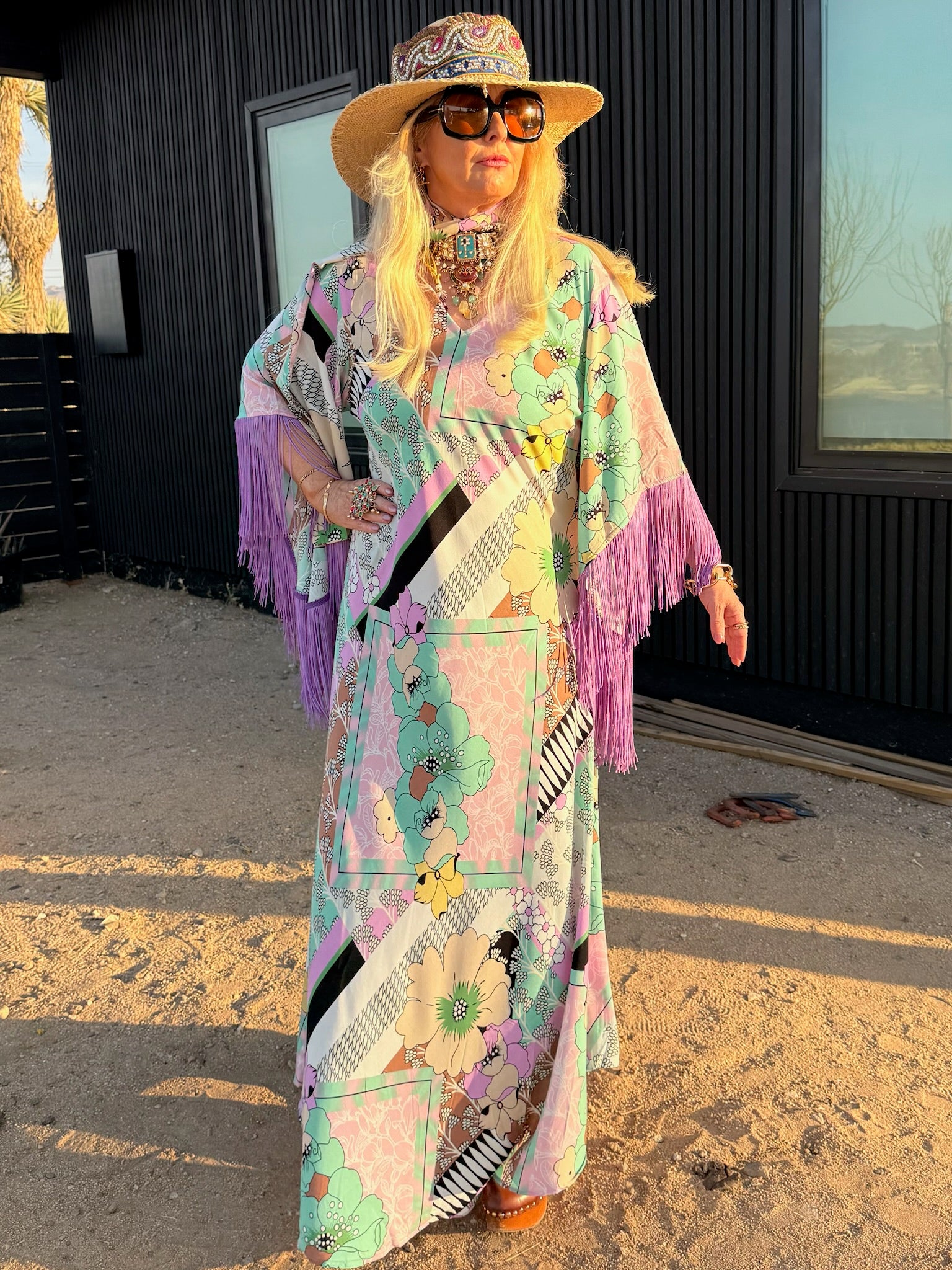 Stevie - Pastel Multi Print Fringed