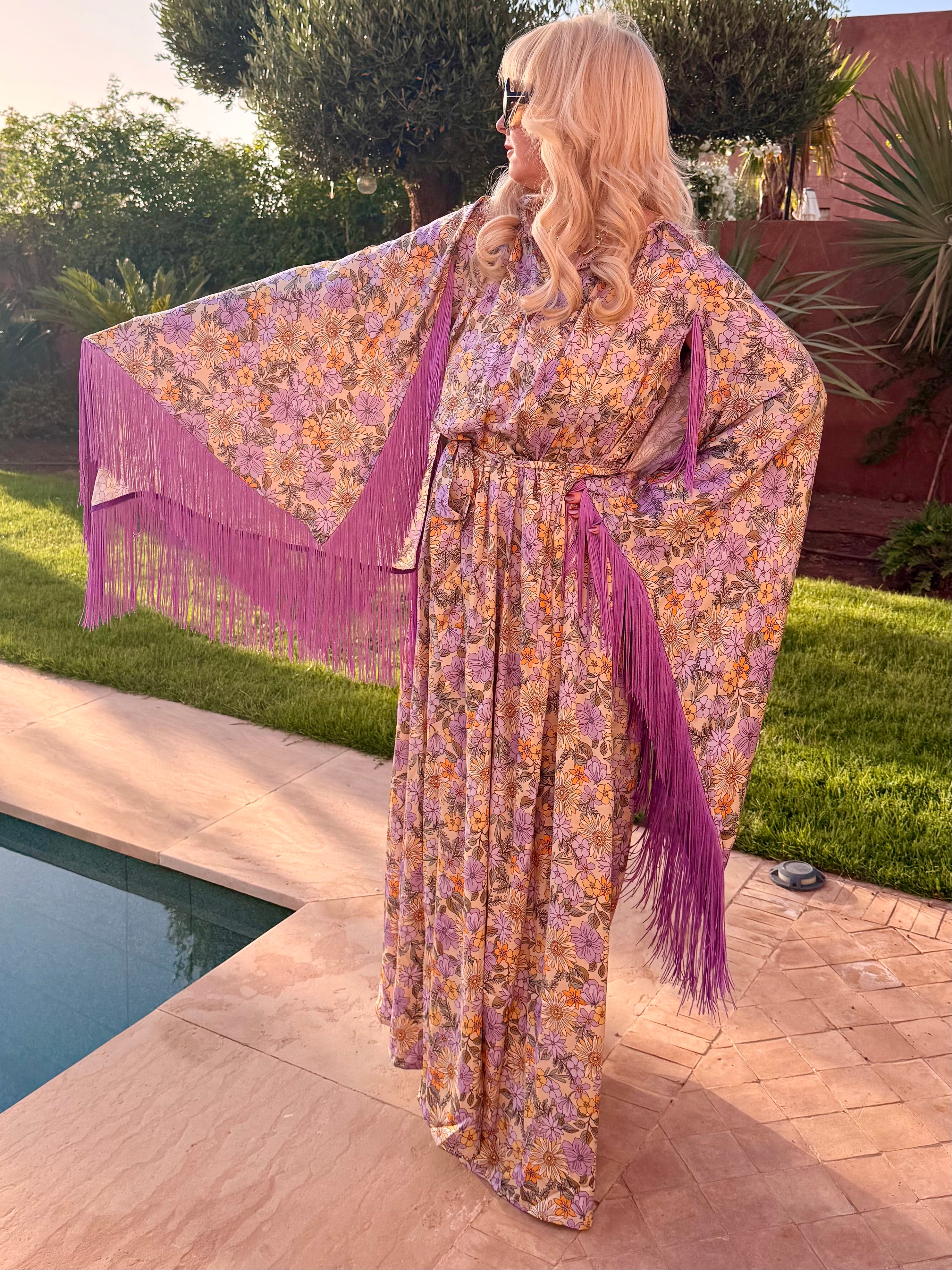 Chloe - Daisy & Chrysanthemum Bloom Soft Lilac Multi Print