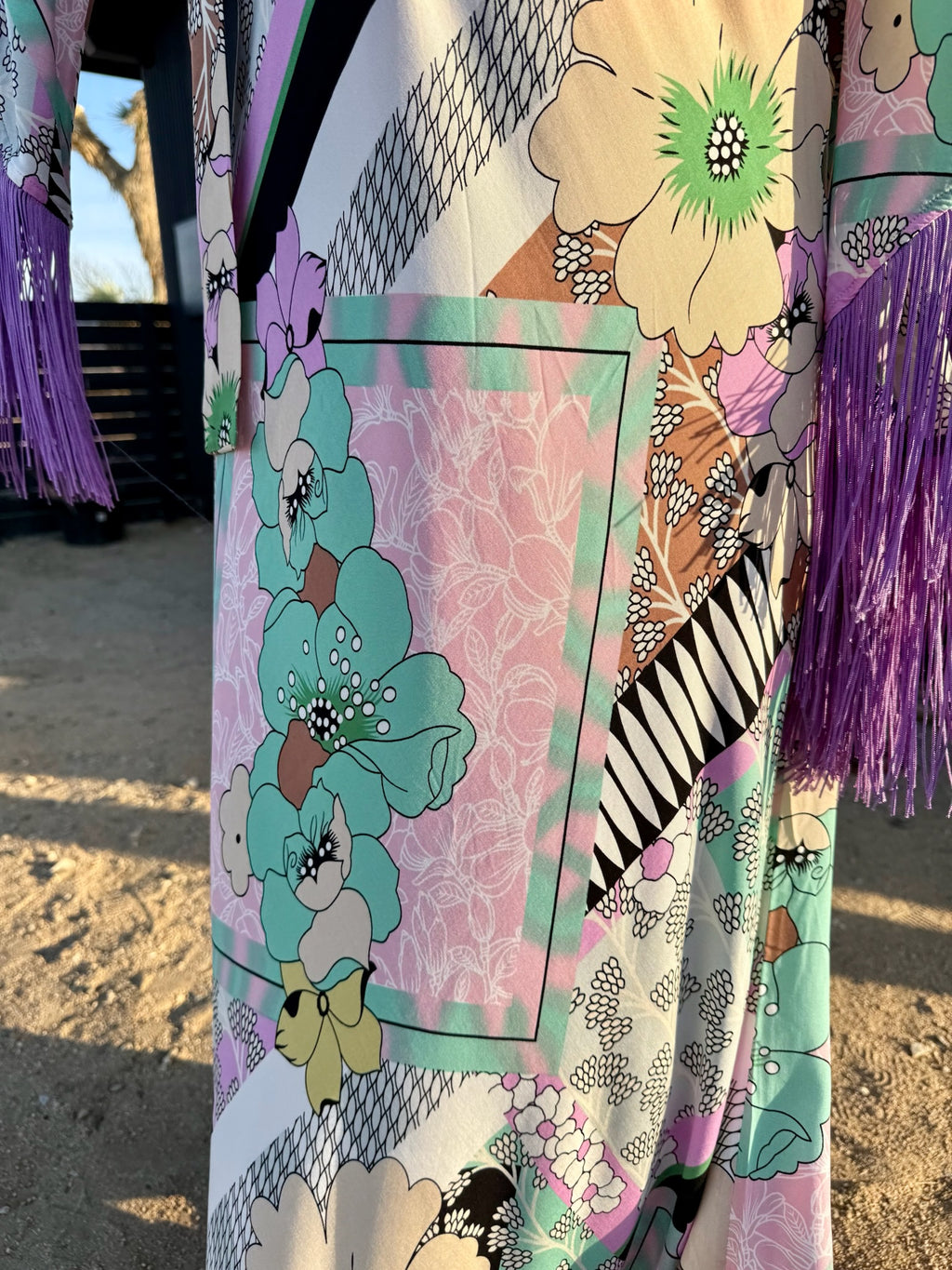Stevie - Pastel Multi Print Fringed