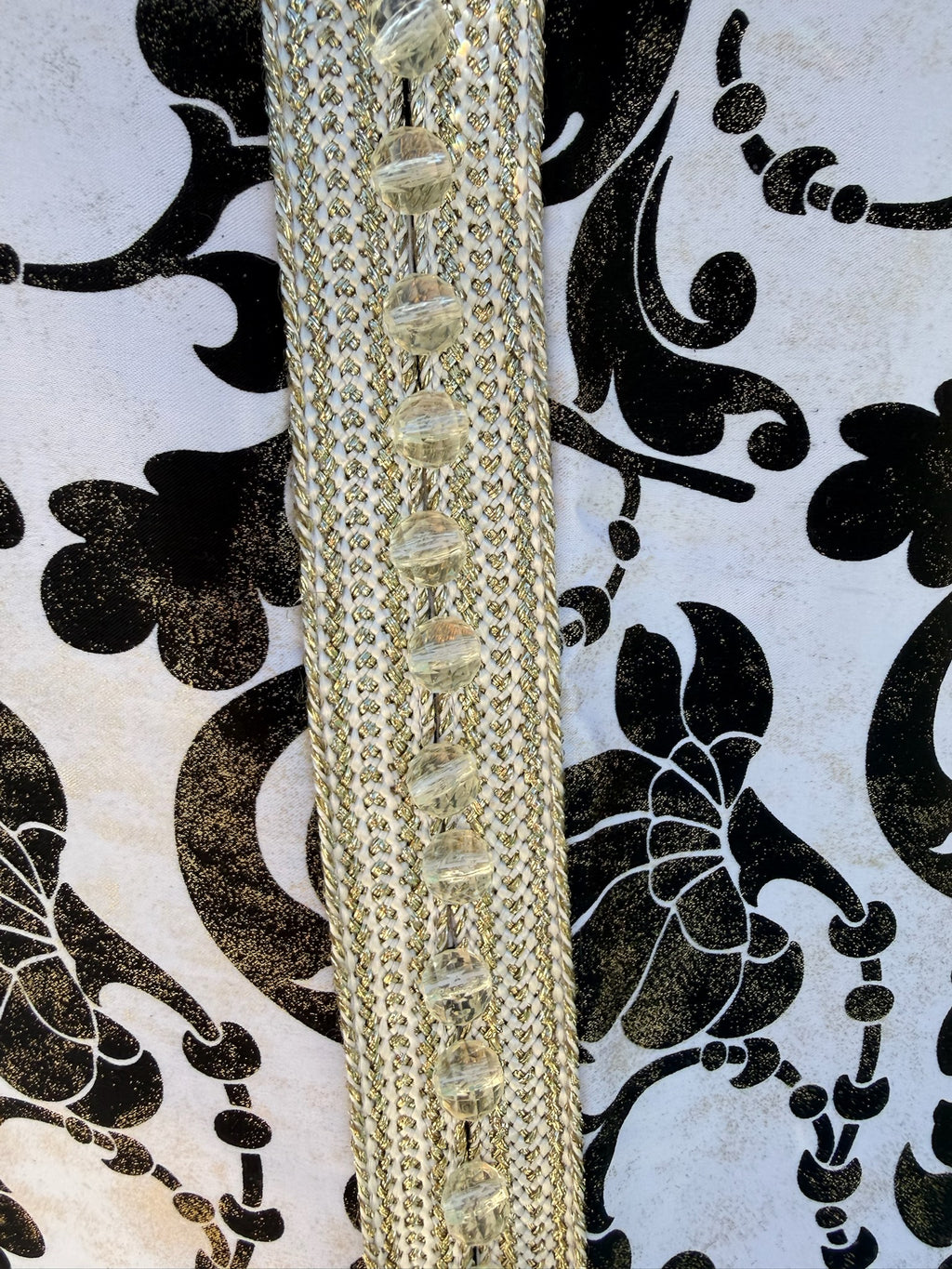 Vintage 1960s Black & White Kaftan With Gold Freckle