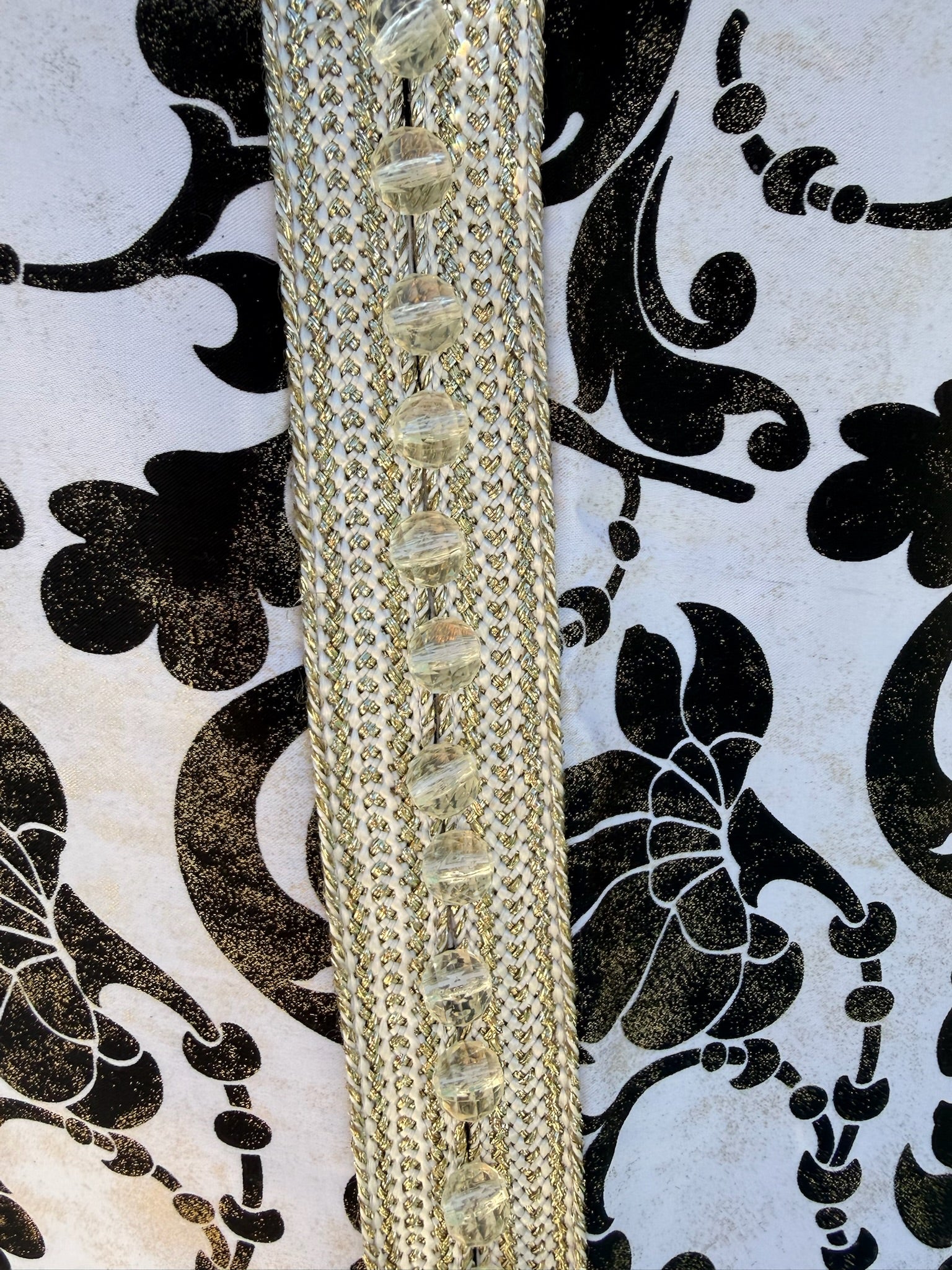 Vintage 1960s Black & White Kaftan With Gold Freckle