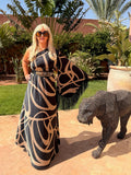 Stevie – Mocha Swirl One Shoulder Fringed