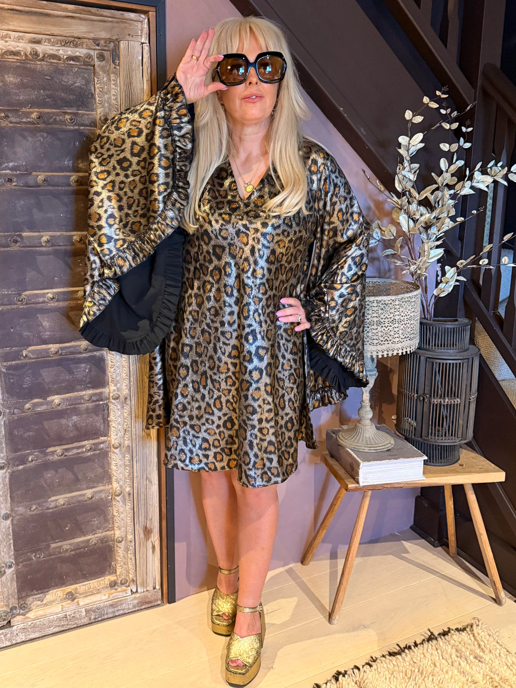 Short Stevie — Gilded Metallic Leopard