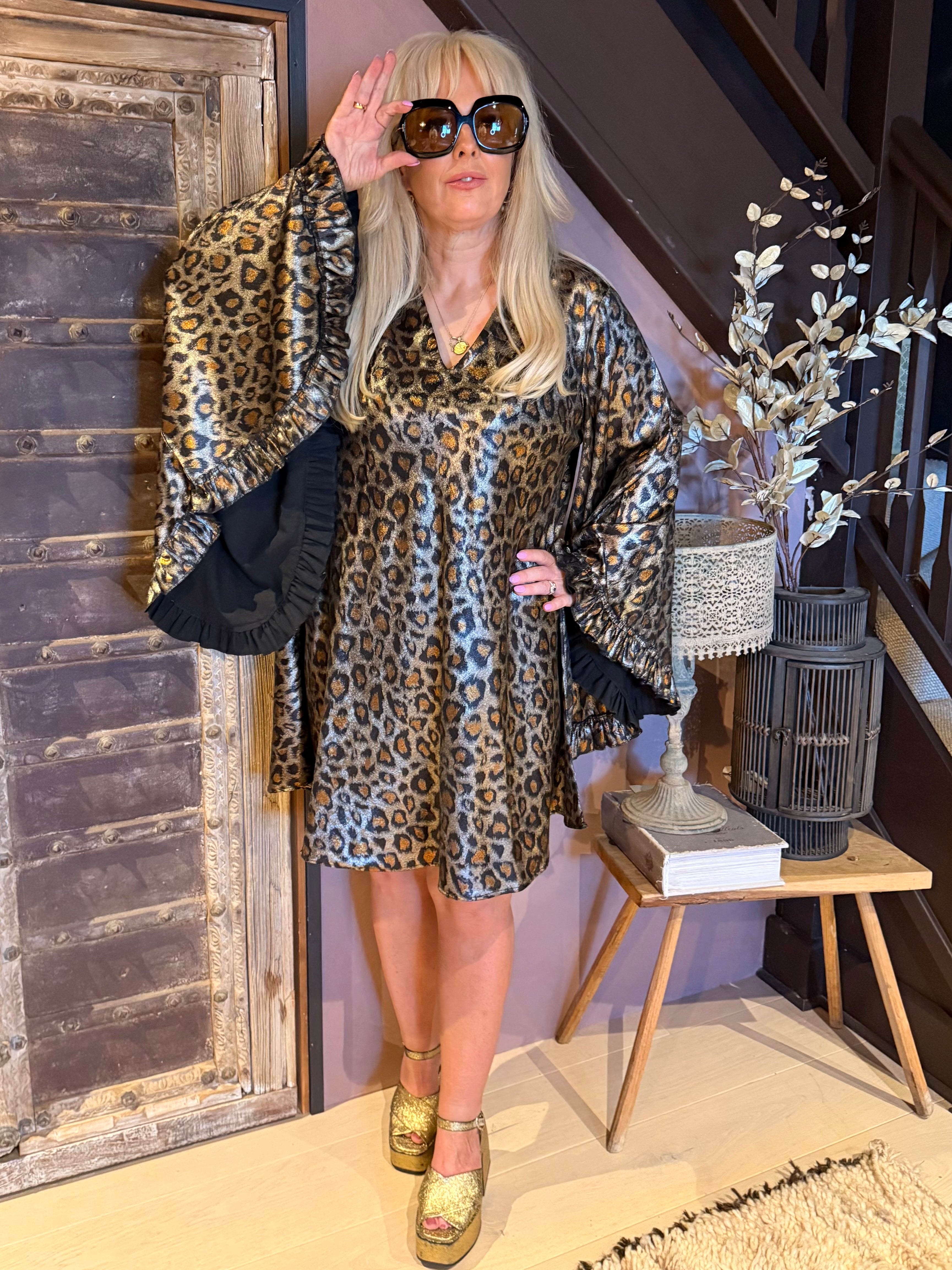 Short Stevie — Gilded Metallic Leopard