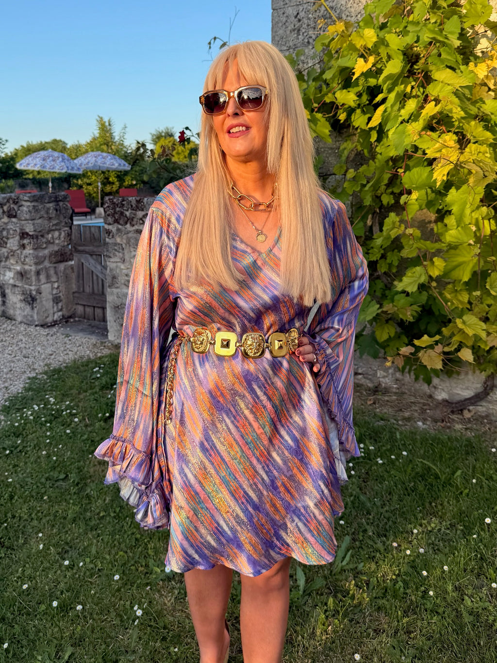 Short Stevie - Brushstroke Lilac with Gold