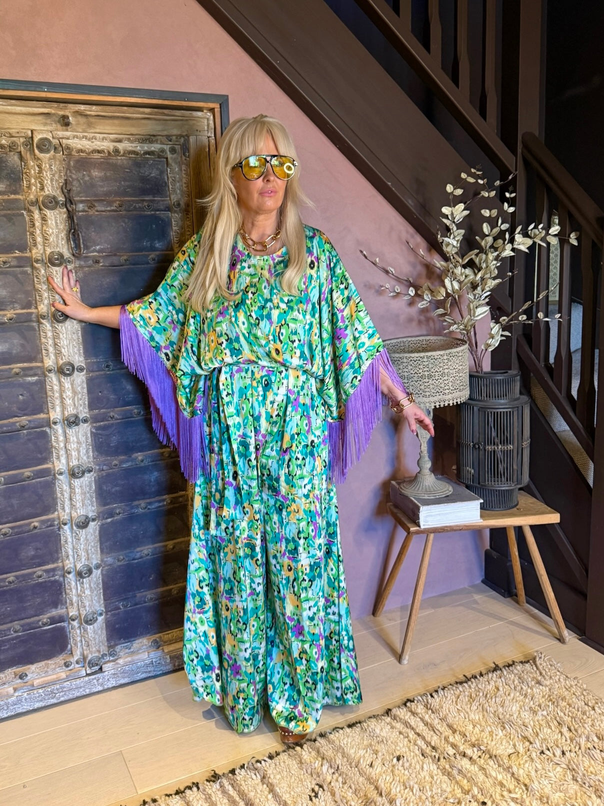 Salma Jumpsuit — Jade Lilac Aztec