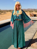 Salma - Turquoise Metallic With Baby Pink Fringe