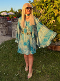 Short Stevie - turquoise Animal Silk