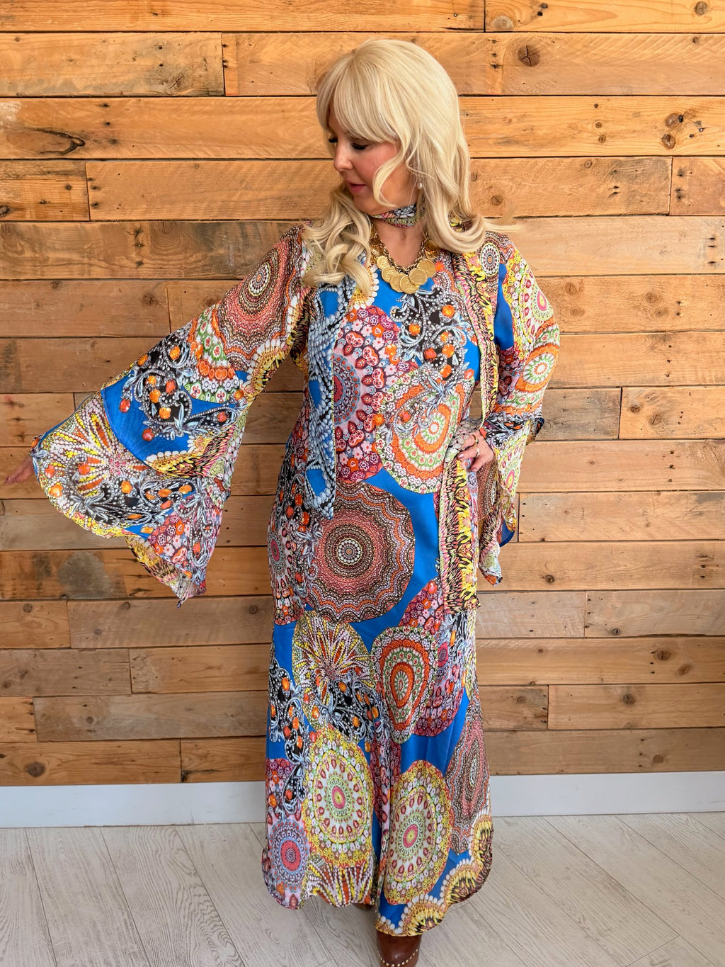 Ashley – Blue Mandala Patchwork Print