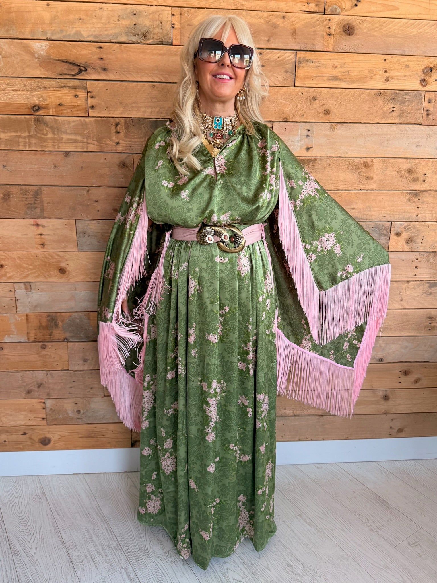 Chloe - Marrakech Meadow With Pink Fringe