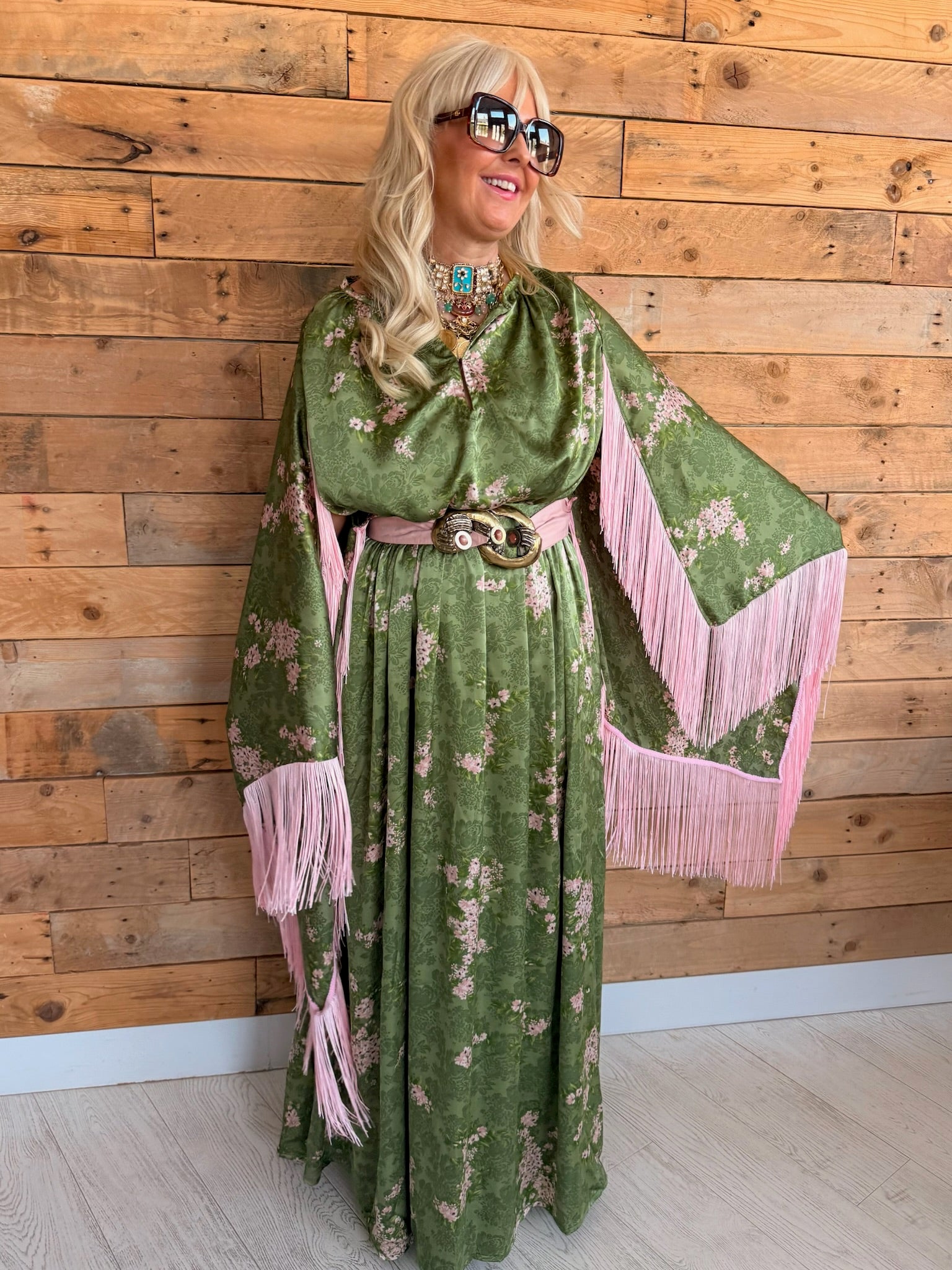 Chloe - Marrakech Meadow With Pink Fringe