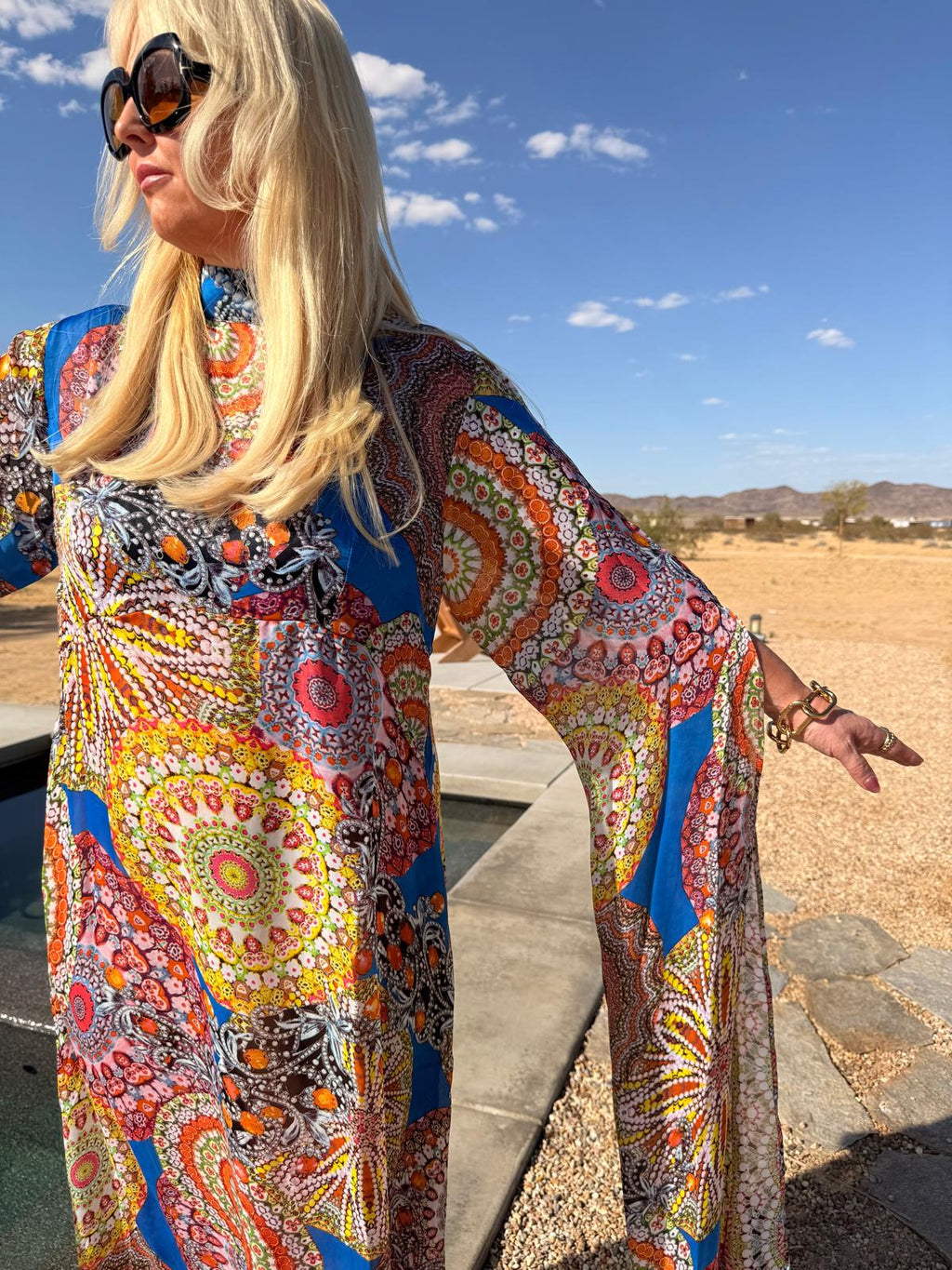 Kime - Retro Mosaic Blue Multi Print