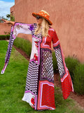 Kime - 70s Print Lilac & Red